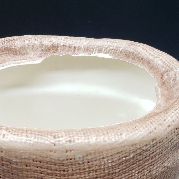 Vintage Hand Painted 9.25" Ceramic Piggy in a Burlap Sack Feed Bag Cookie Jar - Picture 5 of 16